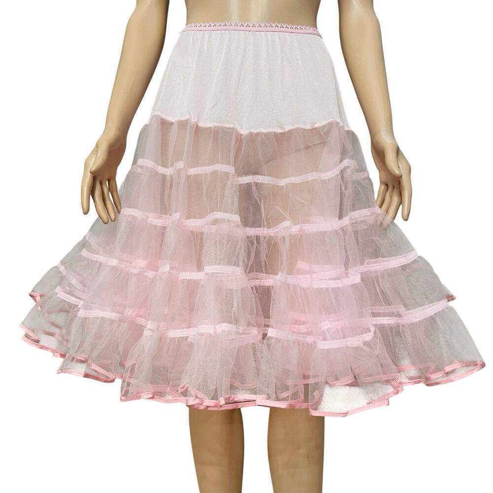 Vintage Malco Modes Tulle Petticoat XL Pink Fairy Tutu Balletcore Square Dance